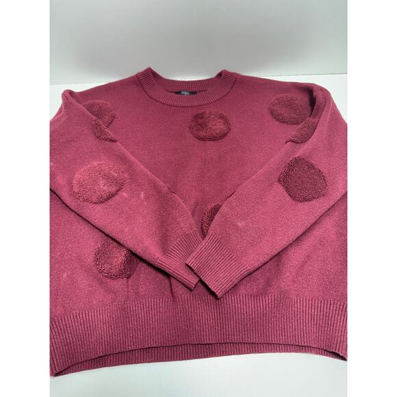 Tahari Sweater Burgundy Polka Dot Pullover Sweater Sz Large - Picture 6 of 11